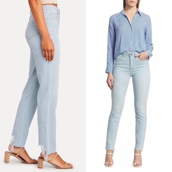 NWT L’AGENCE 90s High Rise Distressed Denim Ankle Crop Fray Hem Straight Jean 25 - Picture 3 of 10